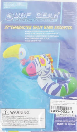 George Marshall Split Ring 22" Float - Tropical Zebra - Ages: 3-6