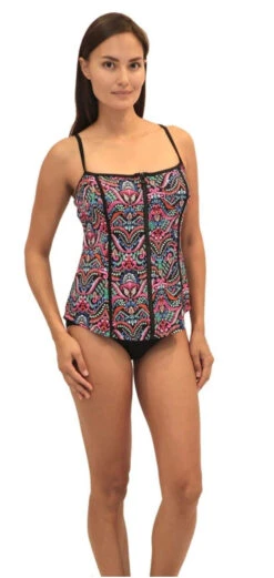 Fit 4U™ Parasol Piped Cami Top W/ Zipper - Multicolor